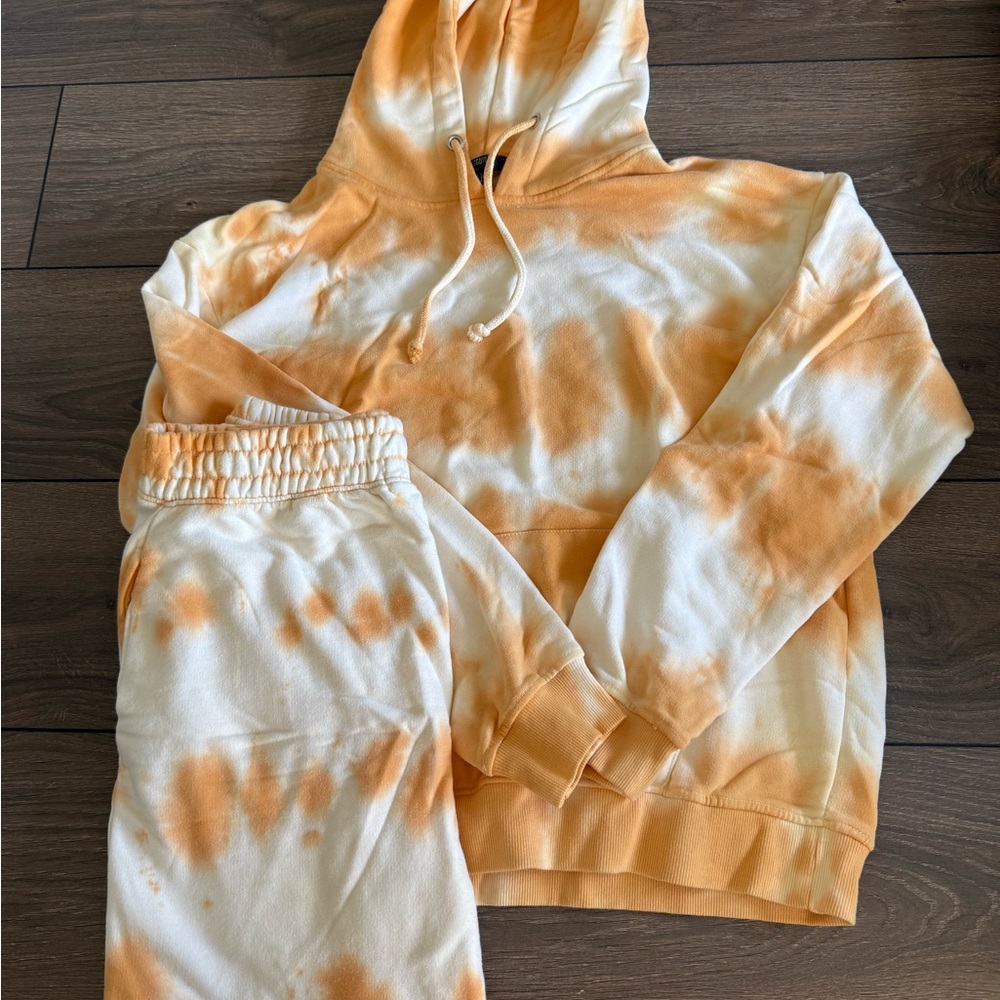 Women’s Orange Tie-Dye Hoodie & Jogger Set - Youth Casual Bottoms